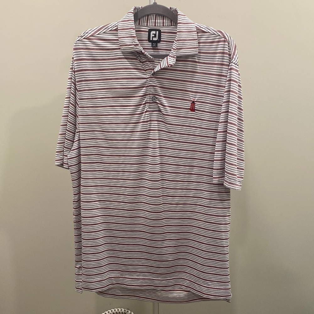 FootJoy White with Gray Stripes Golf Polo Shirt